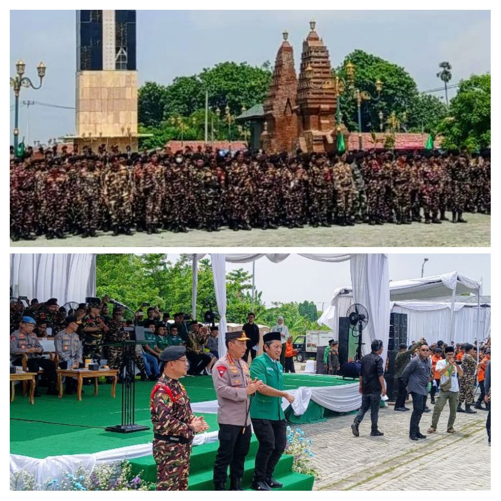 Gerakan Pemuda (GP) Ansor menggelar Apel Kebangsaan 10.000 Banser dan Anugerah Kemanusiaan dalam rangka pengamanan Natal dan Tahun Baru (Nataru) 2025-2026. (Dok: wan)